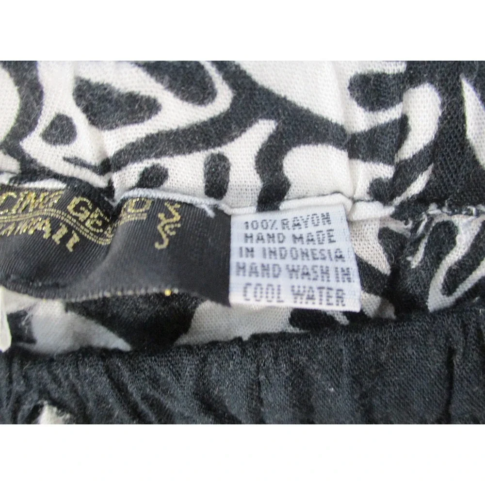 Gina‎ Gear Hawaii Skirt Womens XL Black White Hibiscus Floral Rayon Tiered Mini